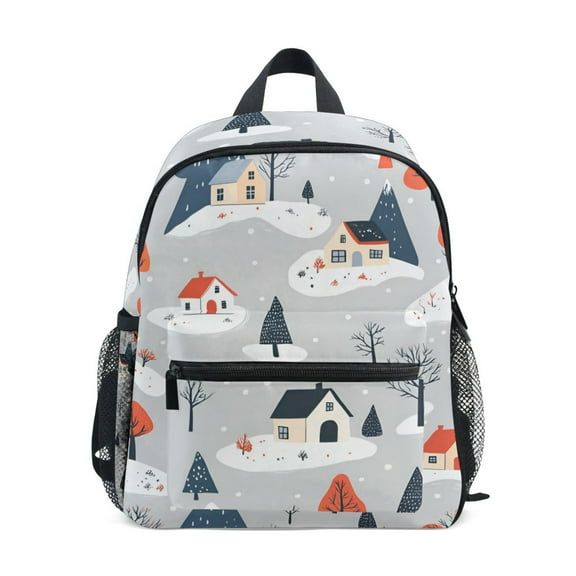 FORMRS School Backpack with Front Zippered Pocket 12" Student Travel Daypack, Cartoon Blue Houses