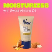 Nair Hair Remover Face Cream, Moisturizing Formula Hair Removal with Sweet Almond Oil, 2 oz
