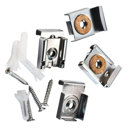 

2 Sets (8 Pieces) Spring Loaded Mirror Hanger Clips Set Unframed Mirror Mount Clips with Plugs and Screws