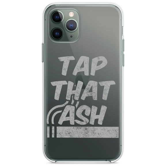 DistinctInk Clear Shockproof Hybrid Case for iPhone 13 PRO (6.1" Screen) - TPU Bumper Acrylic Back Tempered Glass Screen Protector - Tap That Ash - Cigars