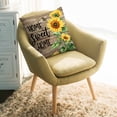 thumbnail image 2 of Throw Pillow Covers 18x18 Inch, Sunflower Bee Decorative Pillow Cases for Couch Sofa Bed, Farmhouse Country Wooden Plank Brown Cotton Linen Square Home Decor Pillowcases with Hidden Zipper, 2 of 7