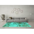 thumbnail image 3 of Ahgly Company Machine Washable Indoor Square Abstract Turquoise Blue Modern Area Rugs, 8' Square, 3 of 4