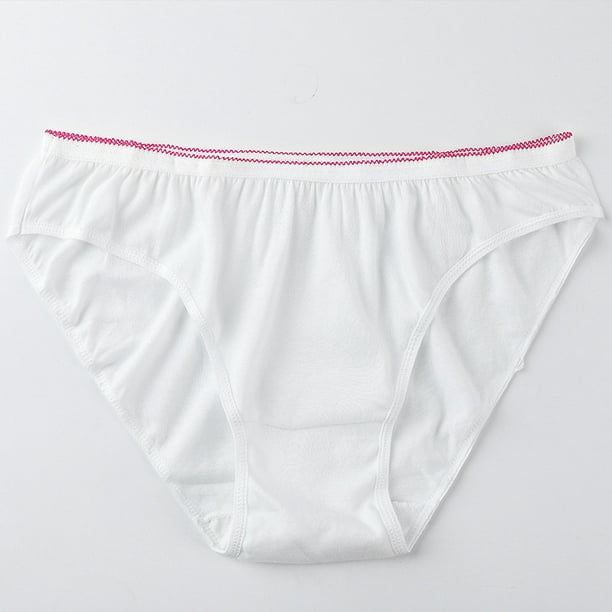 100% Pure Cotton Women's Disposable Underwear Travel Panties High Cut  Briefs White/Macarons (10pcs/pk))