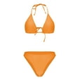thumbnail image 5 of Hot days, bold styles UTSJKR Women's Conservative Solid Color Sexy 2-Piece Bikini Swimsuit Set with Mesh Skirt & Built-in Padded Bra (Wireless), 3 Pieces in Total Orange L, 5 of 9