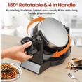 thumbnail image 6 of Double Waffle Maker, 1400W Rotating Belgian Waffle Iron with Nonstick Plates, 180° Flip, 8-Slice, Removable Drip Tray, Locking Lid & Cool Touch Handles, Stainless, Black, 6 of 6