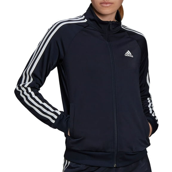 adidas Women's Primegreen Essentials Warm-Up Slim 3-Stripes Track Top (Ink, S)