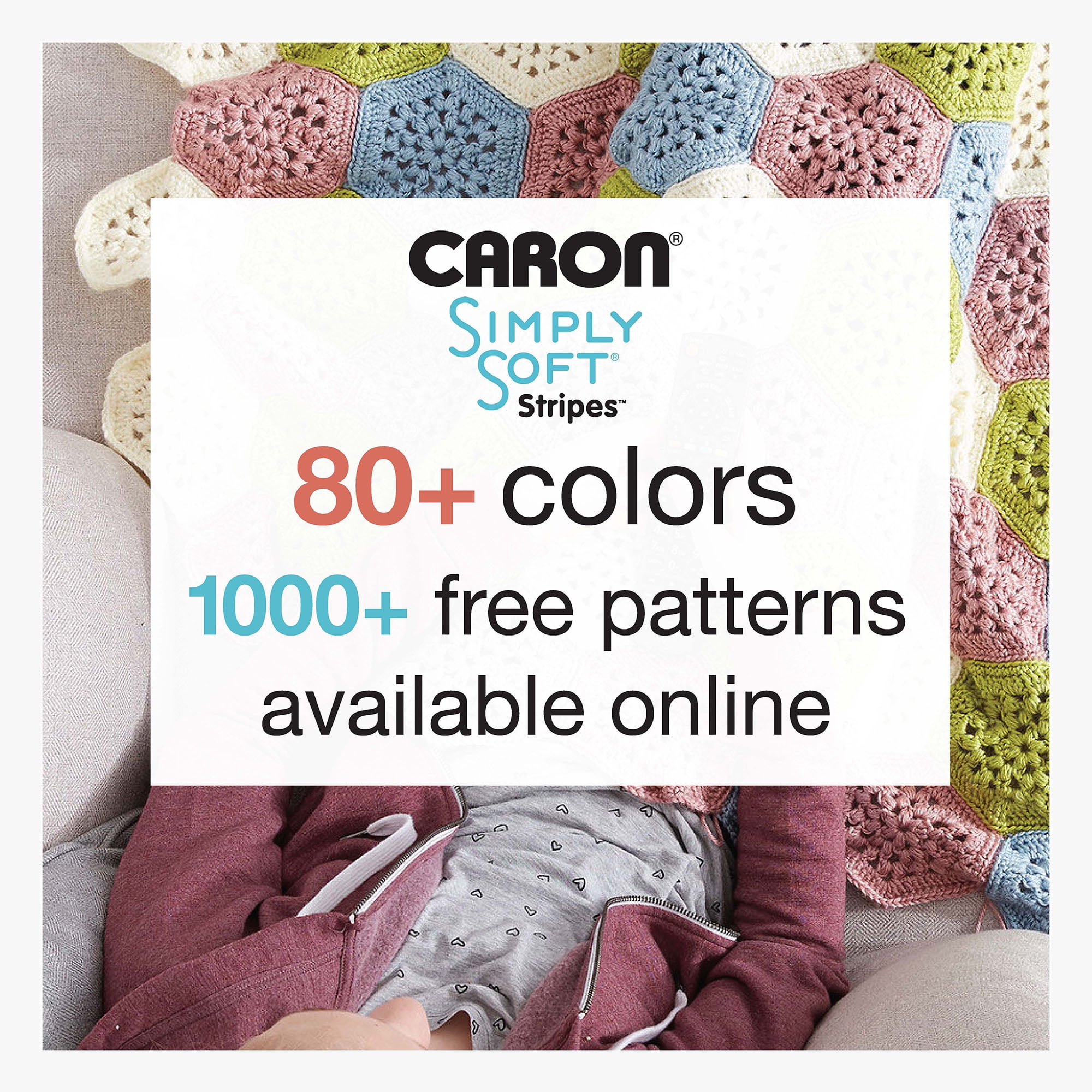 Caron 6oz Medium Weight Acrylic Simply Soft Freckles Stripe Yarn by Caron