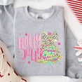 thumbnail image 3 of Holly Jolly Sweatshirt | Pink Christmas Tree Bow Design | Festive Holiday Pullover, 3 of 5
