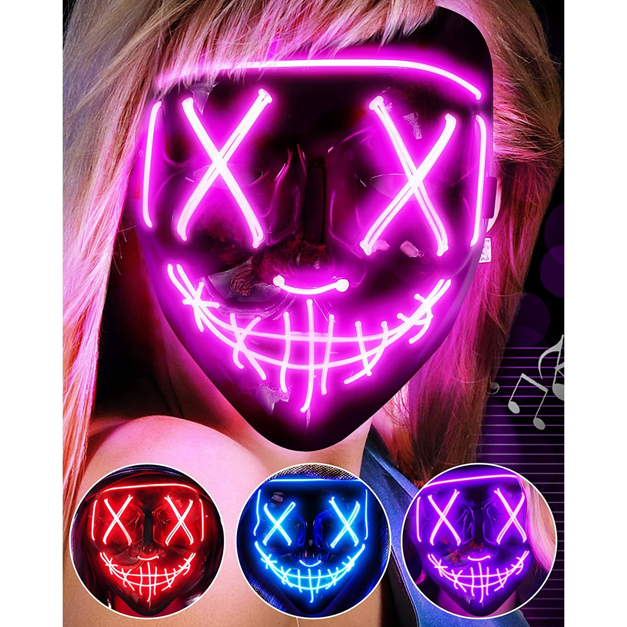 BadPiggies Double Color Scary Halloween LED Glow Mask EL Wire Light Up