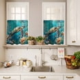 thumbnail image 4 of Kitchen Window Curtains Valance and Tier Set, Underwater Turtle Coral Starfish Flower Rod Pocket Tier Curtain Valance Set, Summer Sea Water Light Filtering Cafe Curtains for Bedroom Living Room, 4 of 9