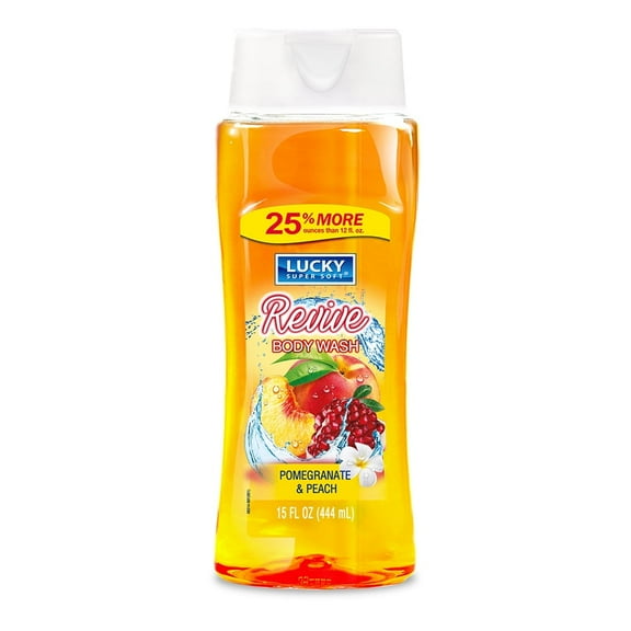 Lucky Super Soft Body Wash, Pomegranate & Peach, 15 Ounce