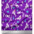 thumbnail image 1 of Soimoi polyester Crepe Fabric Leaves,Floral & Rabbit Animal Decor Fabric Printed Yard 52 Inch Wide, 1 of 1