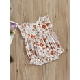 thumbnail image 3 of Chollius Newborn Infant Baby Girl Summer Romper Flower Print Crew Neck Ruffle Sleeveless Button Jumpsuit, 3 of 7