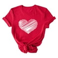 thumbnail image 3 of Babysbule Womens Summer Tops Valentine's Day Heart Printed Solid Color Top Short Sleeve T-Shirt, 3 of 5