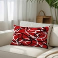 thumbnail image 3 of Red Geometric Queen Size Pillow Cover,Pillowcase Protectors with Zipper,Breathable Decorative Throw Pillow Case Cover,Modern Abstract Black White Striped Lines Pillow Shams for Couch Sofa 20x30Inch, 3 of 8