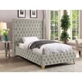 thumbnail image 3 of Meridian Furniture Savan Cream Velvet Twin Bed, 3 of 6