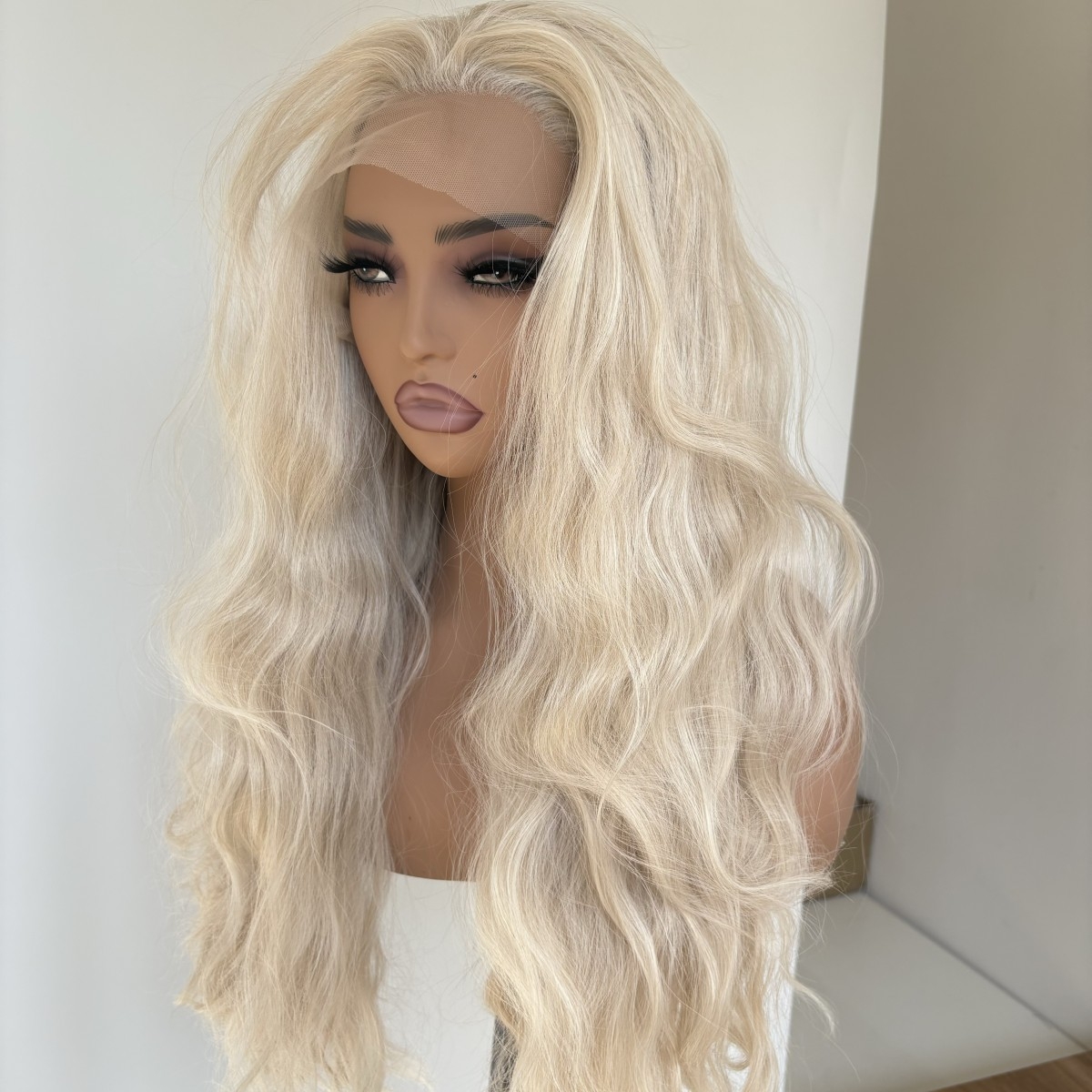 MISSWEN Female Cosplay Long Synthetic Wig Highlight Blonde 26 inch Glueless Lace Front Wigs HD Lace