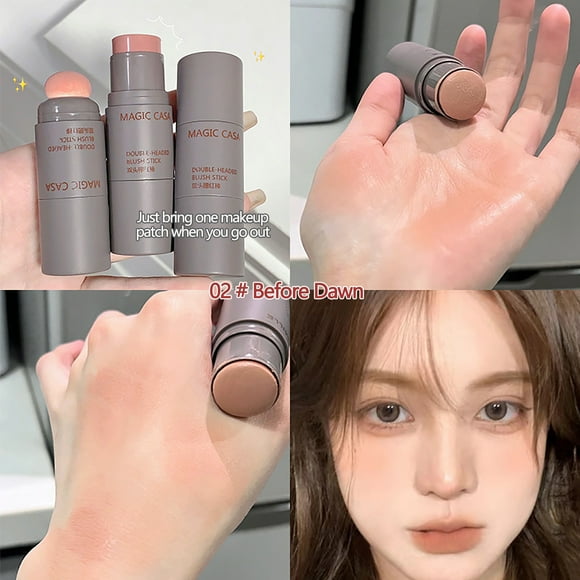 EGNMCR Blush Double Head Sponge Powder Blusher Lip And Cheek Dual-use Matte Natural Rouge Powder Blusher Stick Expansion Color rouge rouge