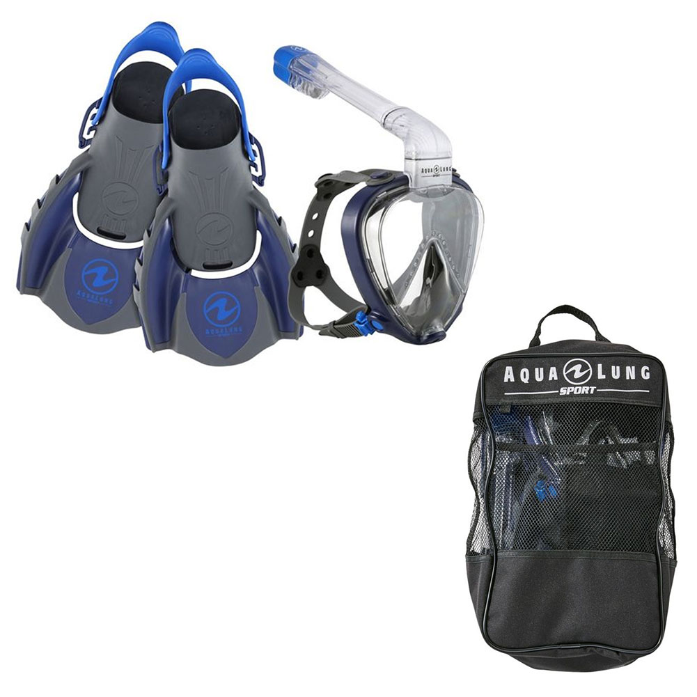 Aqua Lung Sport Adult Smart Snorkel, Quick Fin Navy/Gray Small