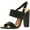 Black, variant on Static Footwear Fay-1 Womens Round Toe Buckle Ankle Strap Chunky Heel Dress Sandals