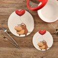 thumbnail image 2 of SKYSONIC Funny Bull Heart Pot Holders Trivets, 2 Pcs Heat Resistant Trivets,Funny Animal Balloon Cotton Thread Weave Mats for Hot Pads Pans Pot Bowl Teapot for Kitchen Decor, 2 of 7