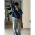thumbnail image 4 of Fashion Solid Fleece Turtleneck Sweater For Male Casual Loose Long Sleeve Knitted Pullover 2024 Autumn Thicken Warm Men's Jumper, 4 of 5