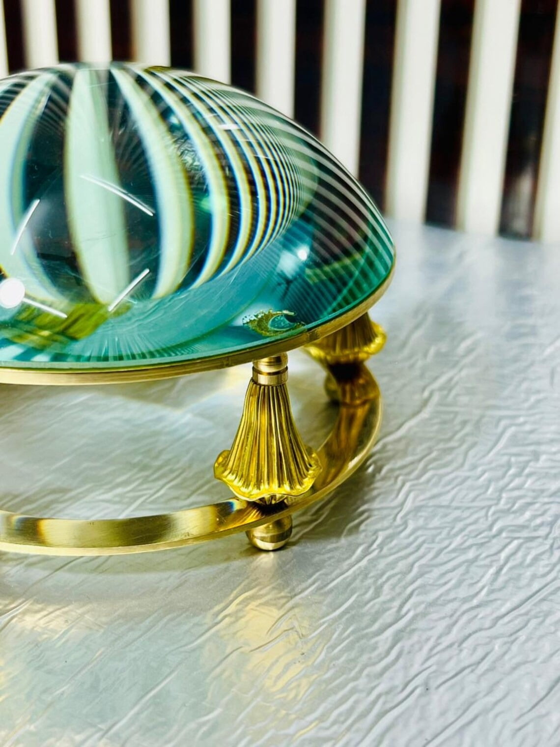 Antique Brass Magnifying Glass 4-Inch - Nautical Marine Navigation Paperweight - Handheld Reader for Maps & Books - Vintage Maritime Office Desk Decor, Handcrafted Collectible Gift