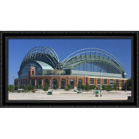 Miller Park 40×22 Large Black Ornate Wood Framed Canvas Art – Home of the Milwaukee Brewers