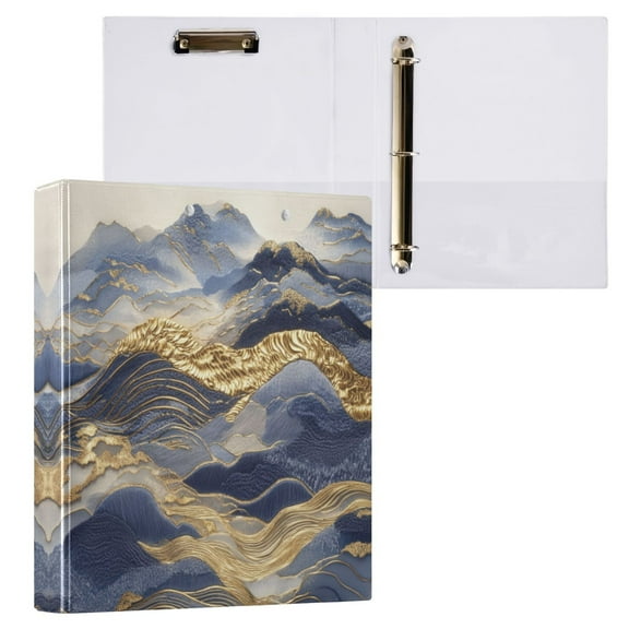 Flowing Liquid Gold 3 Ring Hardcover Binders 1.5in Round Rings for Letter-Size Folder Paper Organizer Pockets for Office Student Recipe