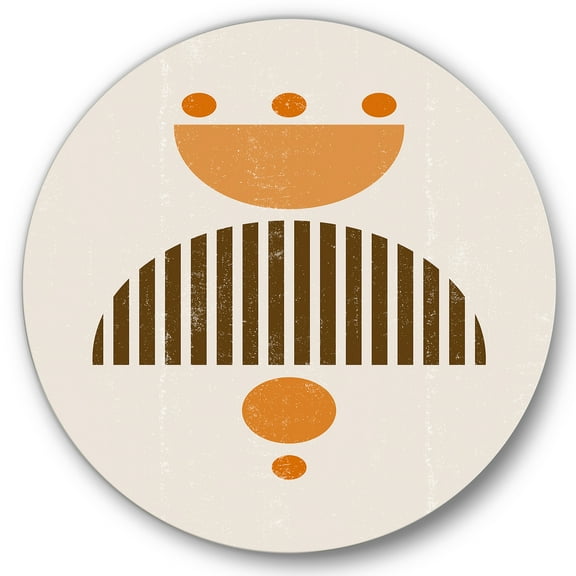 Designart 'Abstract Minimal Moon and Sun In Earth Tones II' Modern Circle Metal Wall Art 36x36 - Disc of 36