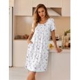 thumbnail image 2 of Ekouaer Nightgowns for Women Short Sleeve House Dresses with Pockets Pleated Moo moos Floral Print Mumu Dress, 2 of 6