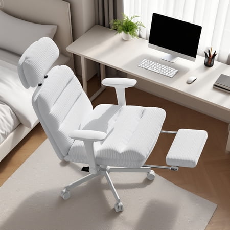 solfway white corduroy office chair product