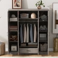 thumbnail image 4 of 4-Door Mirror Wardrobe with shelves, Gray, 4 of 6