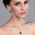 thumbnail image 2 of Gem Stone King 925 Sterling Silver Green Nano Emerald Pendant and Earrings Jewelry Set for Women (20.60 Cttw, Emerald Cut 14X10MM, Gemstone, with 18 inch Chain), 2 of 4
