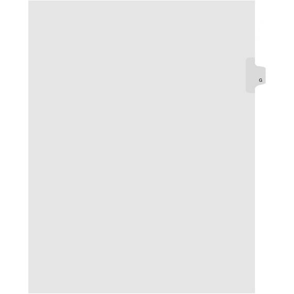 Kleer-Fax Séparateurs d'Index de Lettre Individuels, Onglet Latéral, 1/26e Coupe, 25 Feuilles/Pack, Blanc, Lettre G (91807)