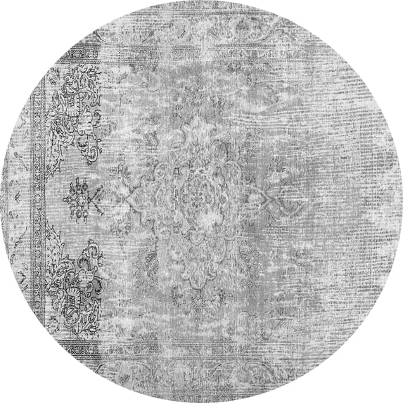 Ahgly Company Indoor Round Abstract Gray Contemporary Area Rugs, 7' Round