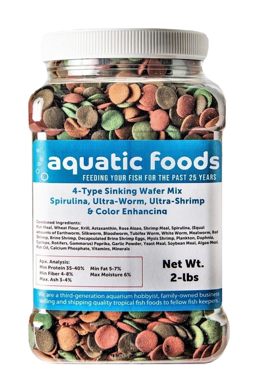 4Type 1/2" Sinking Wafer Mix of SpirulinaAlgae, UltraWorm, UltraShrimp, Color Enhancing