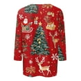thumbnail image 5 of Kddylitq Christmas Shirts for Women Dressy Casual Novelty Xmas Tree Print 3/4 Sleeve T-Shirts Trendy Santa Claus Crewneck Tee Tops Red L, 5 of 5