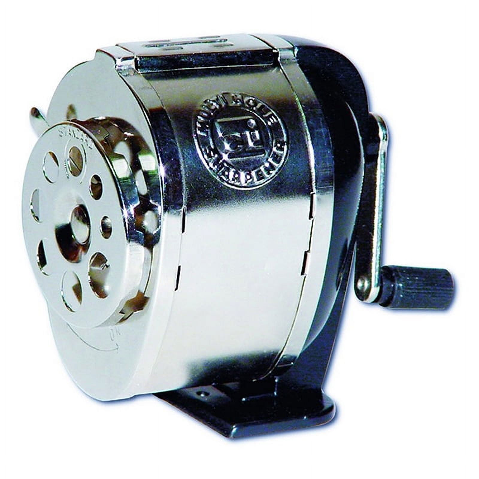 Charles Leonard Mountable Heavy Duty Steel Pencil Sharpener, Multi Size Pencil Holes (8 Sizes), Silver