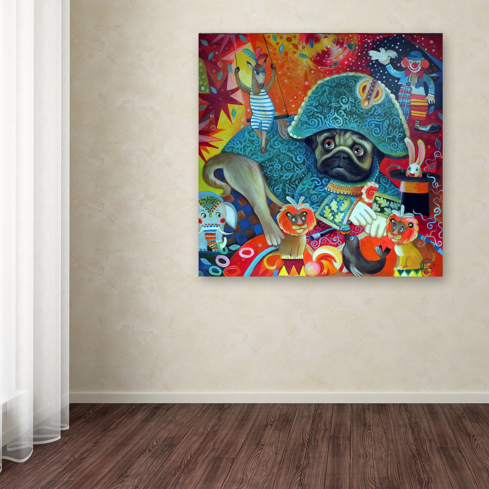 Trademark Fine Art 'Circus Pug' Canvas Art by Oxana Ziaka