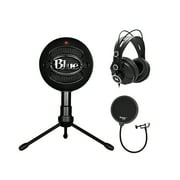 Blue Microphones Snowball iCE Microphone (Black) with Headphones and Pop Filter Bundle