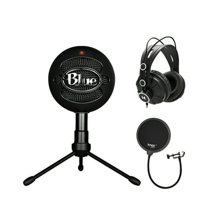Blue Microphones Snowball iCE Microphone (Black) with Headphones and Pop Filter Bundle