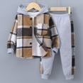 thumbnail image 2 of CAUYDY Kids Boy's Outfits Baby Toddler Button Plaid Long Sleeve Jacket and Elastic Waist Sweatpants 2 Piece Set Fall Winter Grey for Sizes 4-5 Years, 2 of 9
