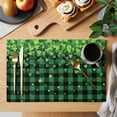 thumbnail image 2 of St. Patrick's Day Placemats Set of 12, Spring Shamrocks Farmhouse Green Checkered Placemats for Dining Table, Place Mats for Kitchen Tabletop, Waterproof Wipeable Dining Table Mats Set, 2 of 9