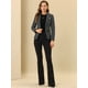 thumbnail image 3 of Chaqueta Allegra K elegante a cuadros de Manga larga con solapa frontal abierta Negro S, 3 of 5