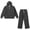 Black, variant on GobdXE Boys 2-Piece Waffle Knit Hoodie & Pants Set, Quarter-Zip Sweatsuit Black,4-5 Years