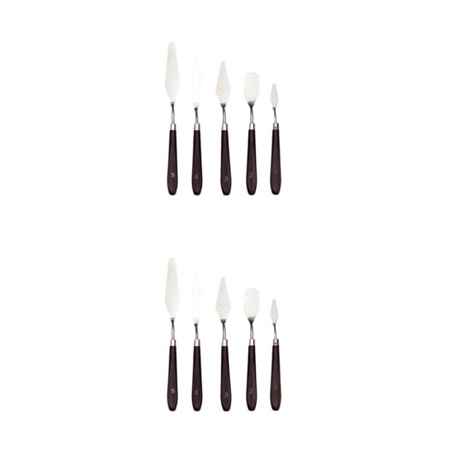 Riwesomey Cuchillo de paleta portátil y profesional para pintura al óleo Cuchillos de pintura al óleo Herramientas de arte Artista adecuado Scr de caoba de 5 piezas 2piezas