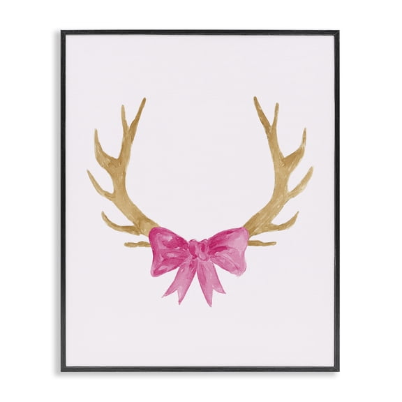 Stupell Industries Glam Bow On Deer Antlers Black Framed Giclee Art, 11 x 14, by Lucille Price