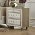 thumbnail image 2 of Simple Relax 3 Drawers Velvet Nightstand in Ivory and Camel, 2 of 5
