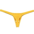 thumbnail image 4 of Botmois 2 PACK Men's Thong String Underwear Male Low-rise Bikini Briefs Bulge Pouch Cutaway Panels Beach Tangas Soft 2P-dark yellow/caramel-M, 4 of 5